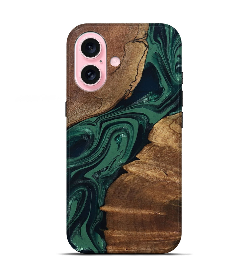 iPhone 17 Wood Live Edge Phone Case - Yara (Green, 802060)
