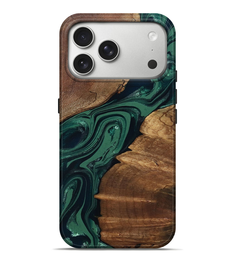 iPhone 17 Pro Max Wood Live Edge Phone Case - Yara (Green, 802060)