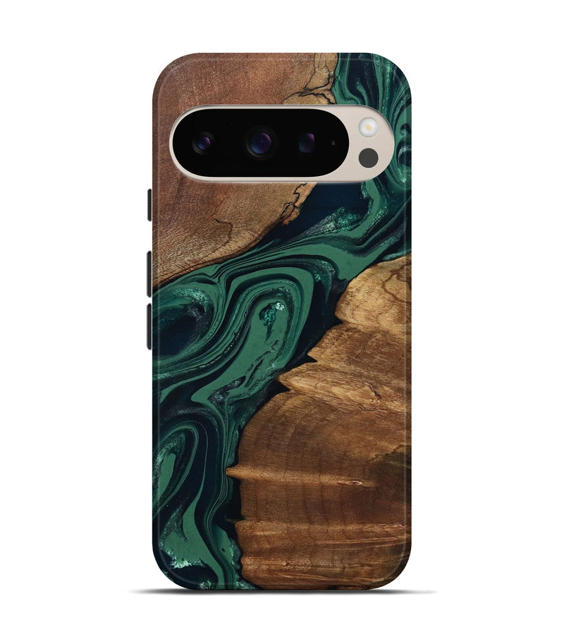 Pixel 9 Pro Wood Live Edge Phone Case - Yara (Green, 802060)