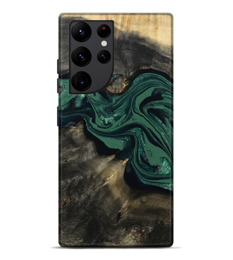 Galaxy S22 Ultra Wood Live Edge Phone Case - Carol (Green, 802061)