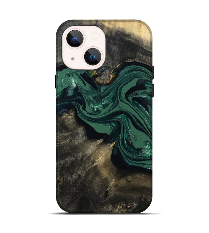 iPhone 13 Wood Live Edge Phone Case - Carol (Green, 802061)