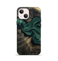 iPhone 13 mini Wood Live Edge Phone Case - Carol (Green, 802061)
