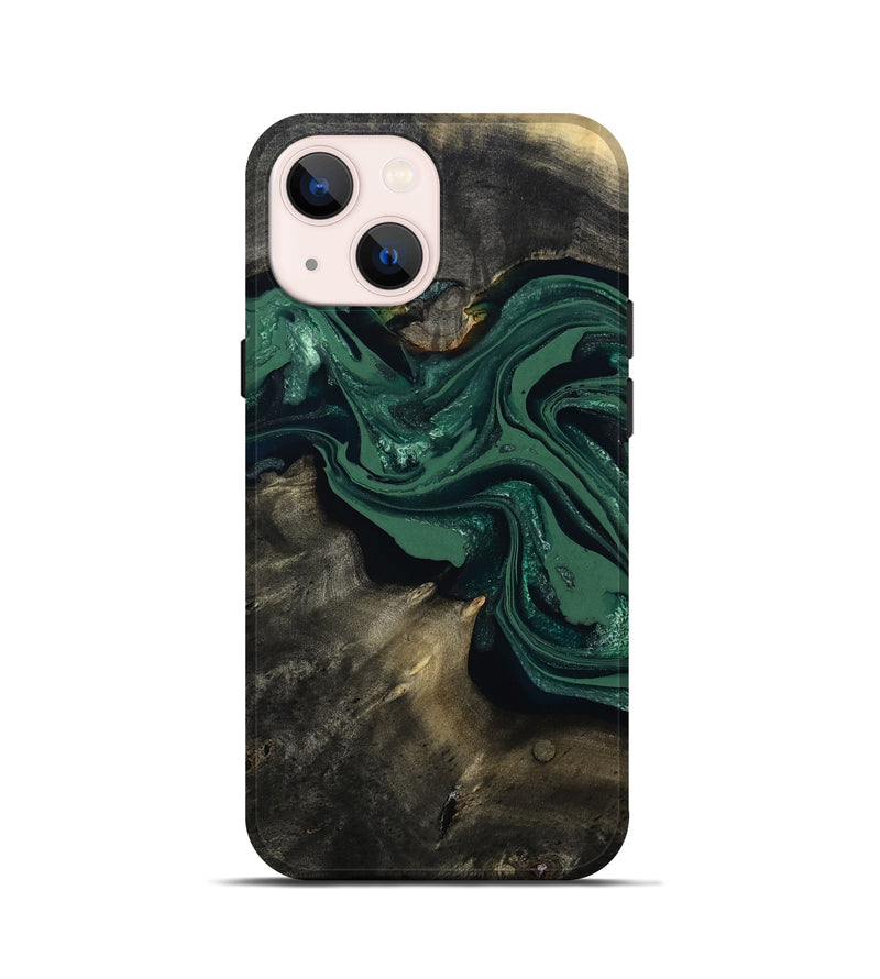 iPhone 13 mini Wood Live Edge Phone Case - Carol (Green, 802061)