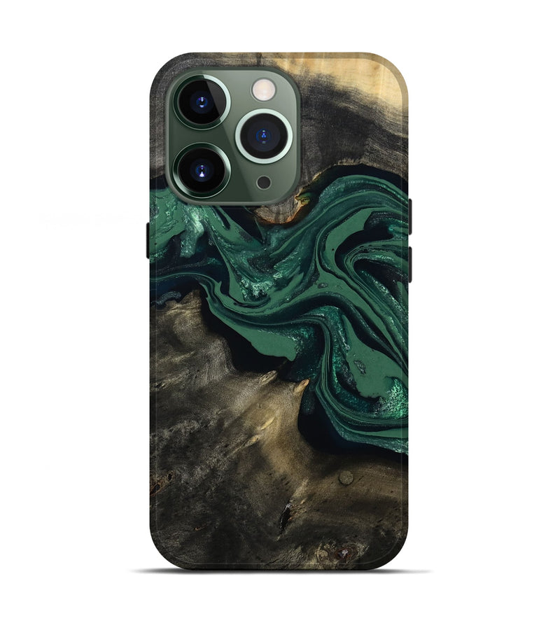 iPhone 13 Pro Wood Live Edge Phone Case - Carol (Green, 802061)