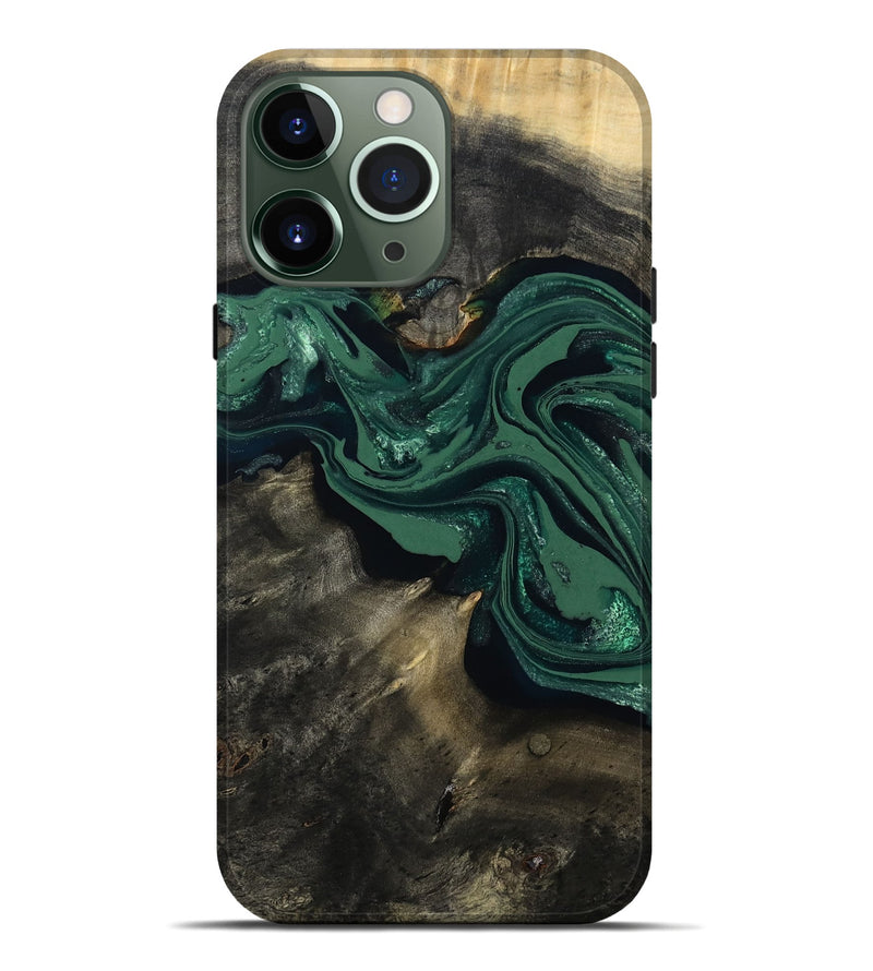 iPhone 13 Pro Max Wood Live Edge Phone Case - Carol (Green, 802061)