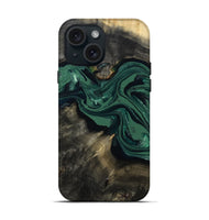 iPhone 15 Wood Live Edge Phone Case - Carol (Green, 802061)