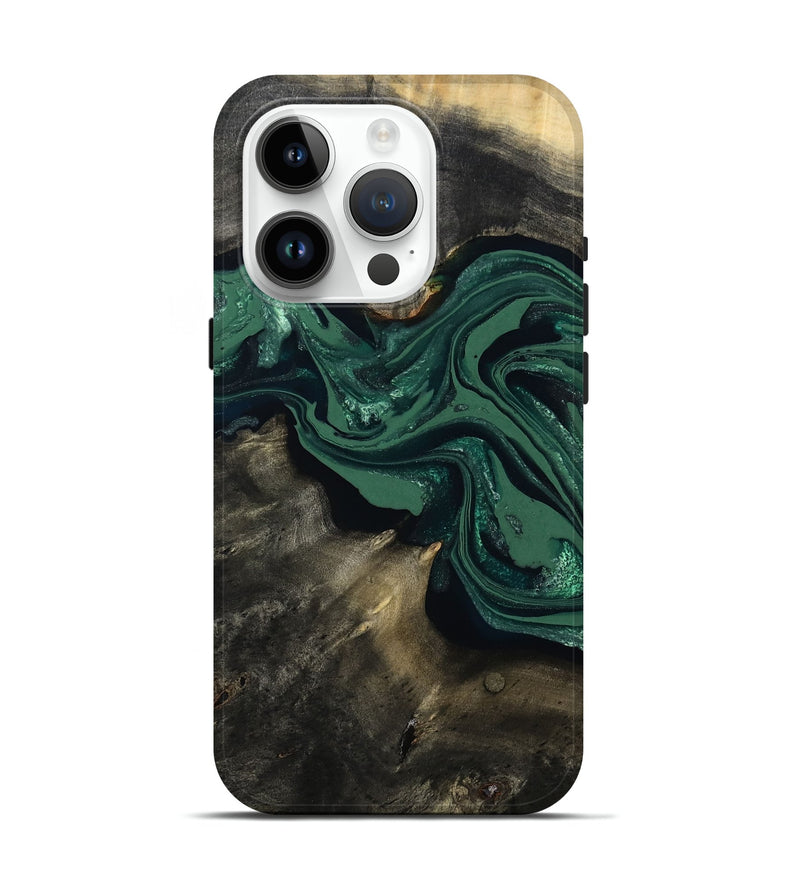 iPhone 15 Pro Wood Live Edge Phone Case - Carol (Green, 802061)