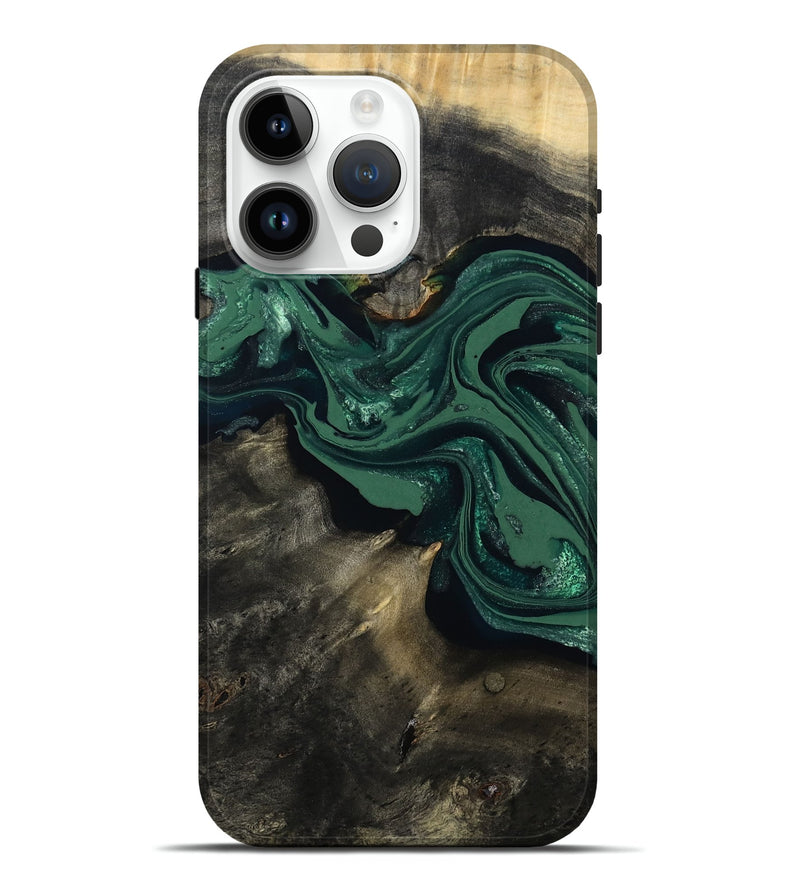 iPhone 15 Pro Max Wood Live Edge Phone Case - Carol (Green, 802061)