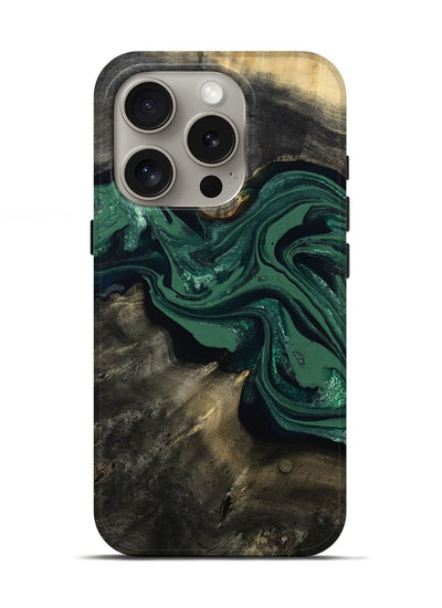 iPhone 16 Pro Wood Live Edge Phone Case - Carol (Green, 802061)
