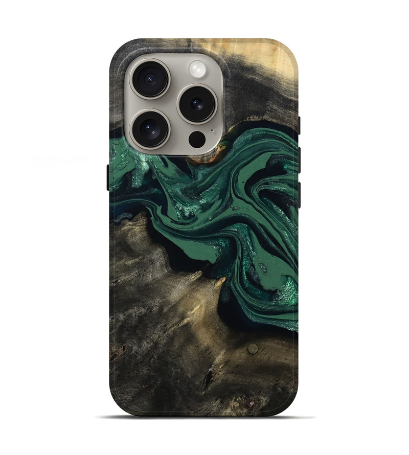 iPhone 16 Pro Wood Live Edge Phone Case - Carol (Green, 802061)