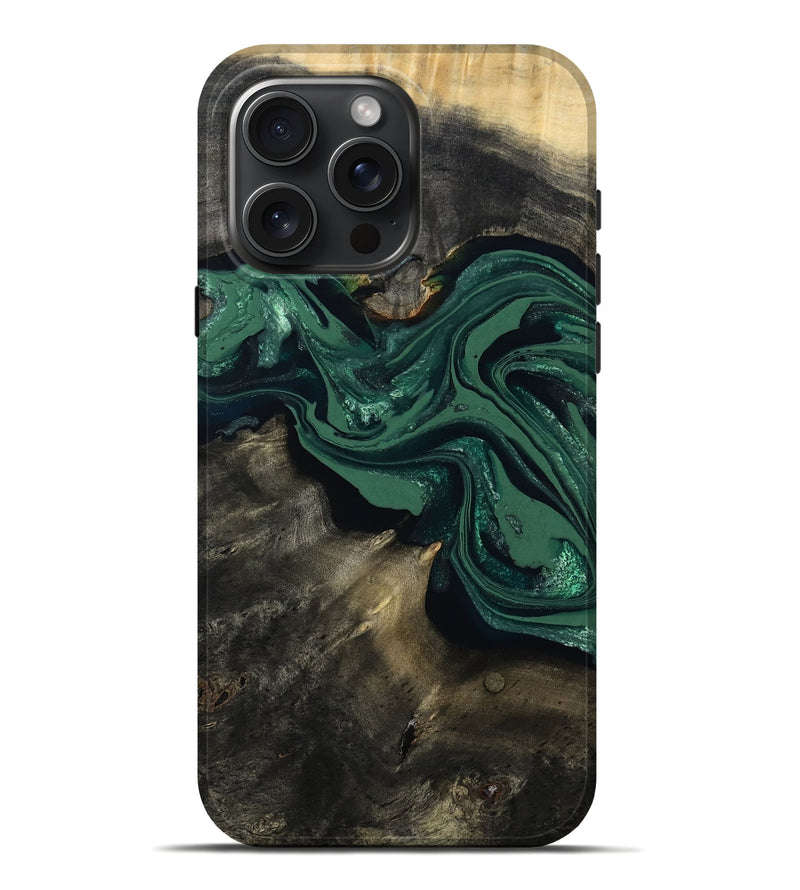 iPhone 16 Pro Max Wood Live Edge Phone Case - Carol (Green, 802061)
