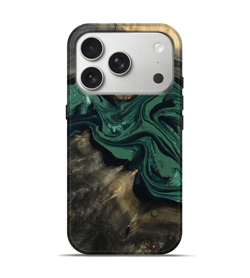 iPhone 17 Pro Wood Live Edge Phone Case - Carol (Green, 802061)