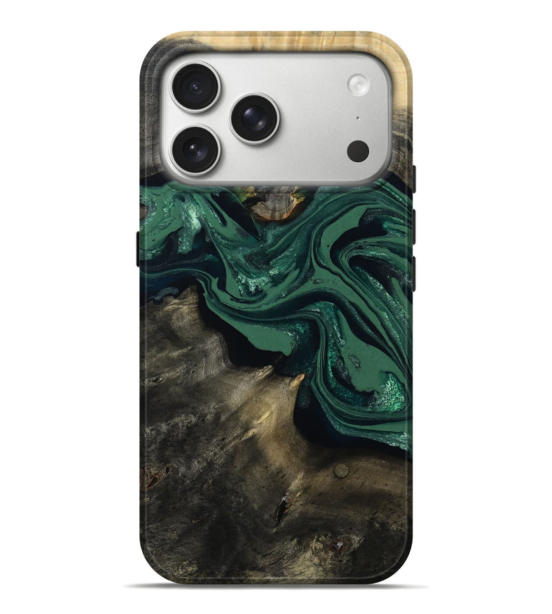 iPhone 17 Pro Max Wood Live Edge Phone Case - Carol (Green, 802061)
