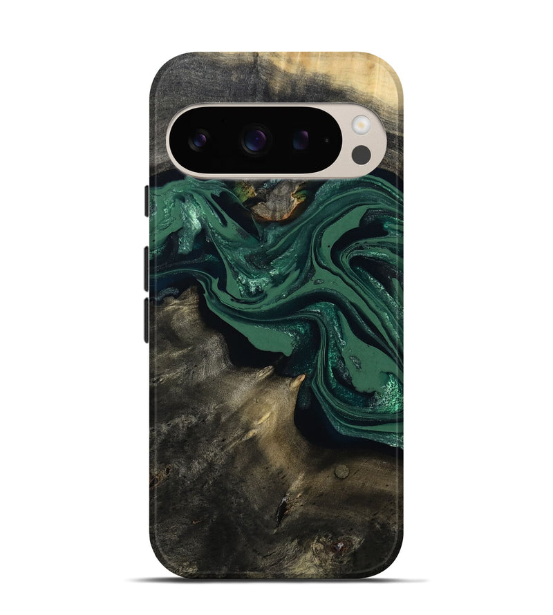 Pixel 9 Pro Wood Live Edge Phone Case - Carol (Green, 802061)