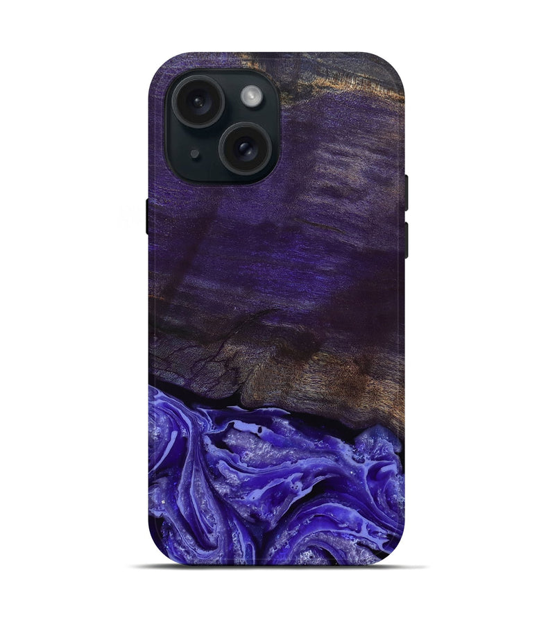 iPhone 15 Wood Live Edge Phone Case - Abril (Purple, 802062)