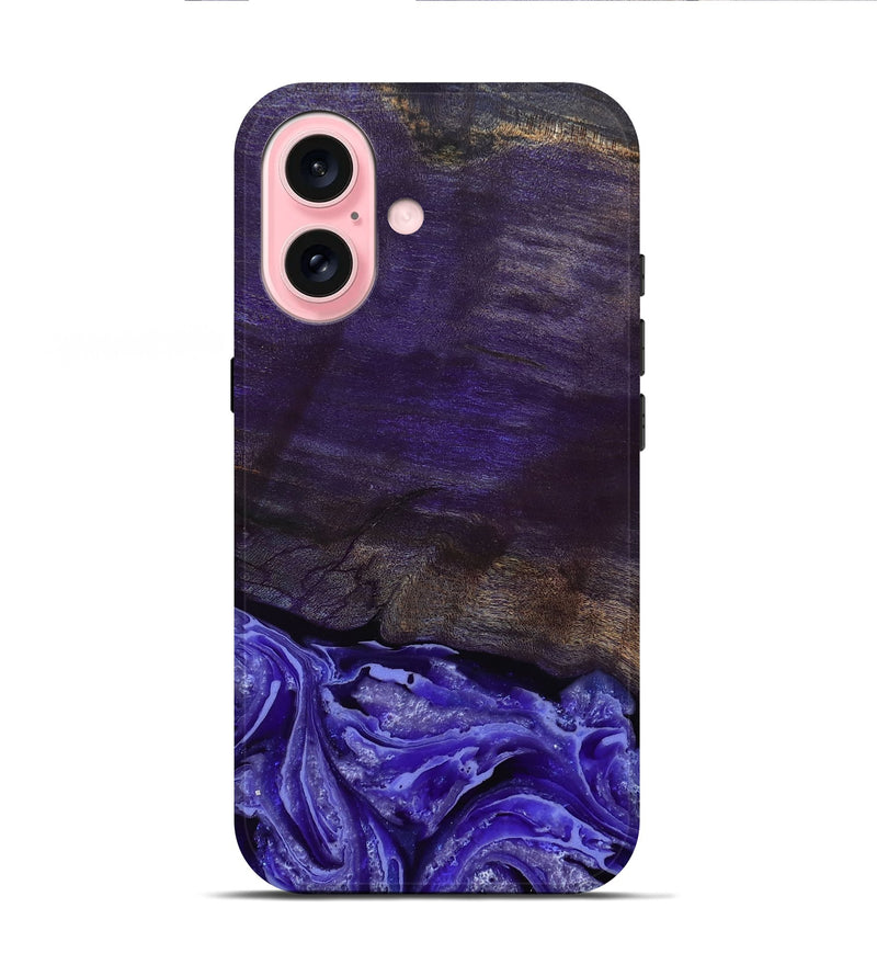 iPhone 16 Wood Live Edge Phone Case - Abril (Purple, 802062)