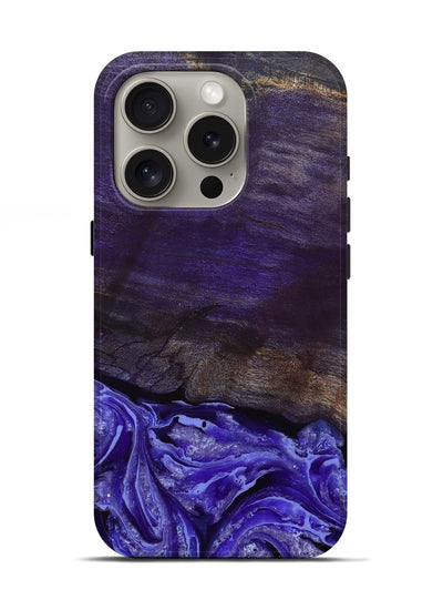 iPhone 16 Pro Wood Live Edge Phone Case - Abril (Purple, 802062)