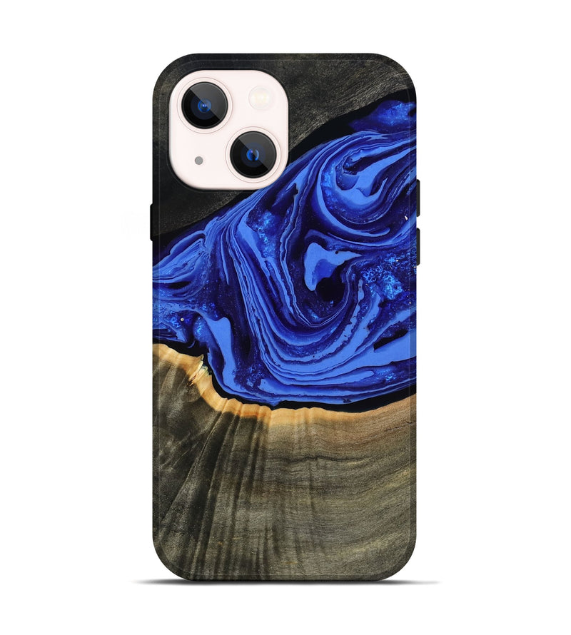 iPhone 14 Wood Live Edge Phone Case - Eliseo (Blue, 802063)