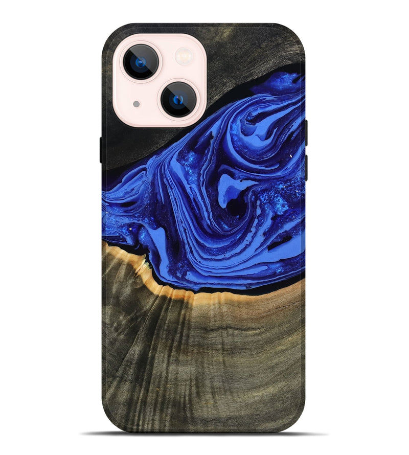 iPhone 14 Plus Wood Live Edge Phone Case - Eliseo (Blue, 802063)