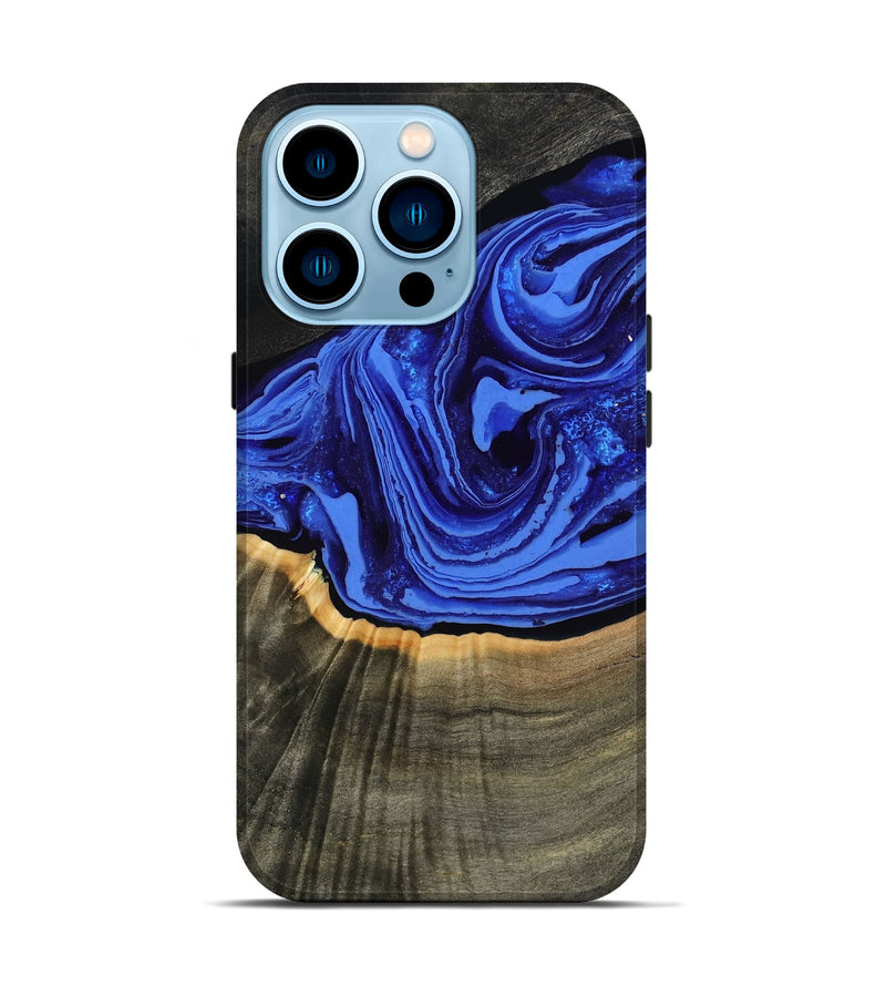 iPhone 14 Pro Wood Live Edge Phone Case - Eliseo (Blue, 802063)