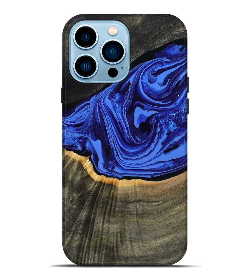 iPhone 14 Pro Max Wood Live Edge Phone Case - Eliseo (Blue, 802063)
