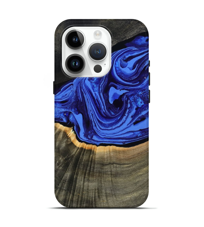 iPhone 15 Pro Wood Live Edge Phone Case - Eliseo (Blue, 802063)