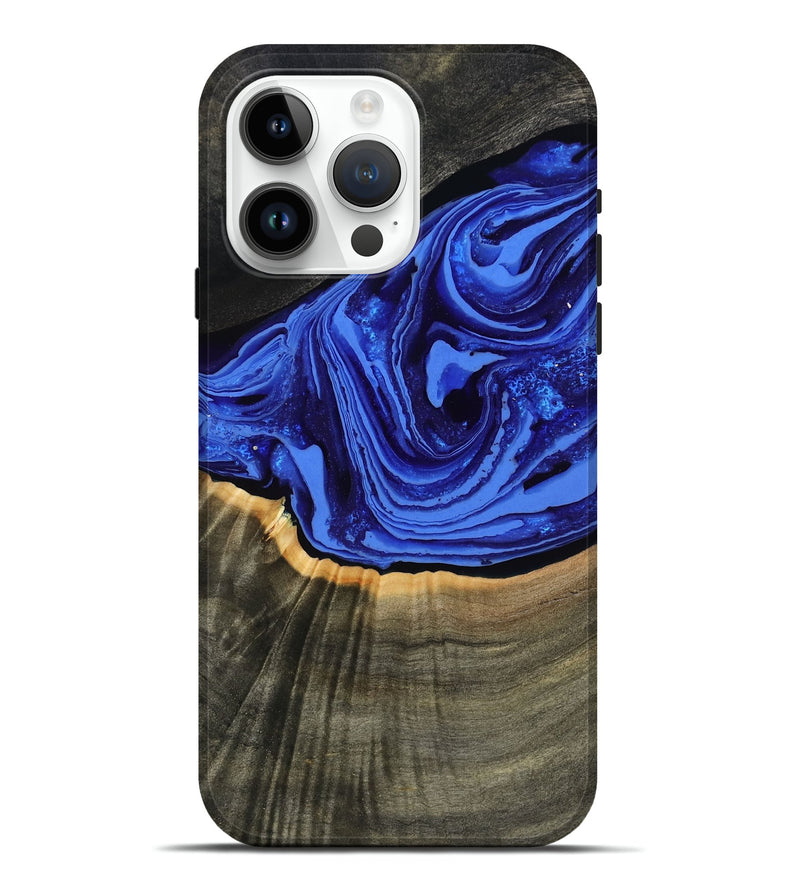 iPhone 15 Pro Max Wood Live Edge Phone Case - Eliseo (Blue, 802063)