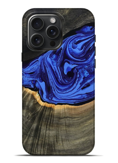 iPhone 16 Pro Max Wood Live Edge Phone Case - Eliseo (Blue, 802063)