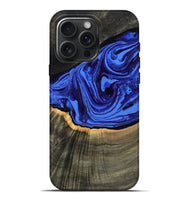 iPhone 16 Pro Max Wood Live Edge Phone Case - Eliseo (Blue, 802063)