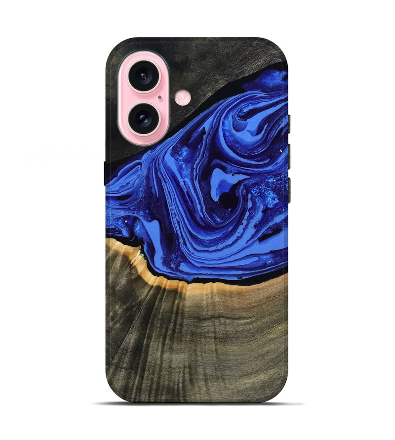 iPhone 17 Wood Live Edge Phone Case - Eliseo (Blue, 802063)