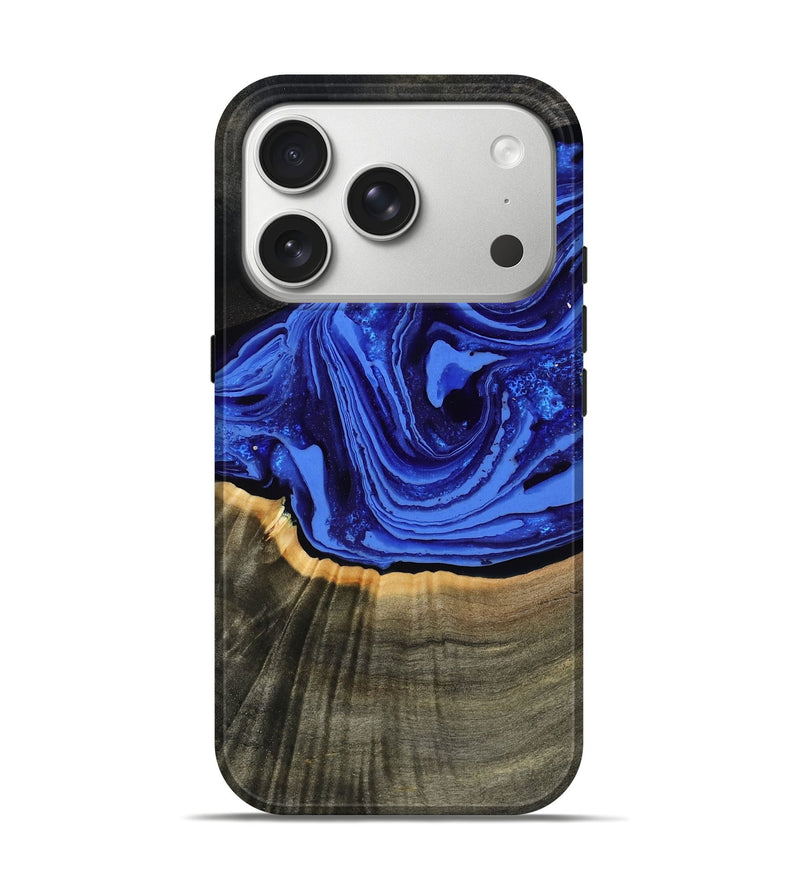 iPhone 17 Pro Wood Live Edge Phone Case - Eliseo (Blue, 802063)