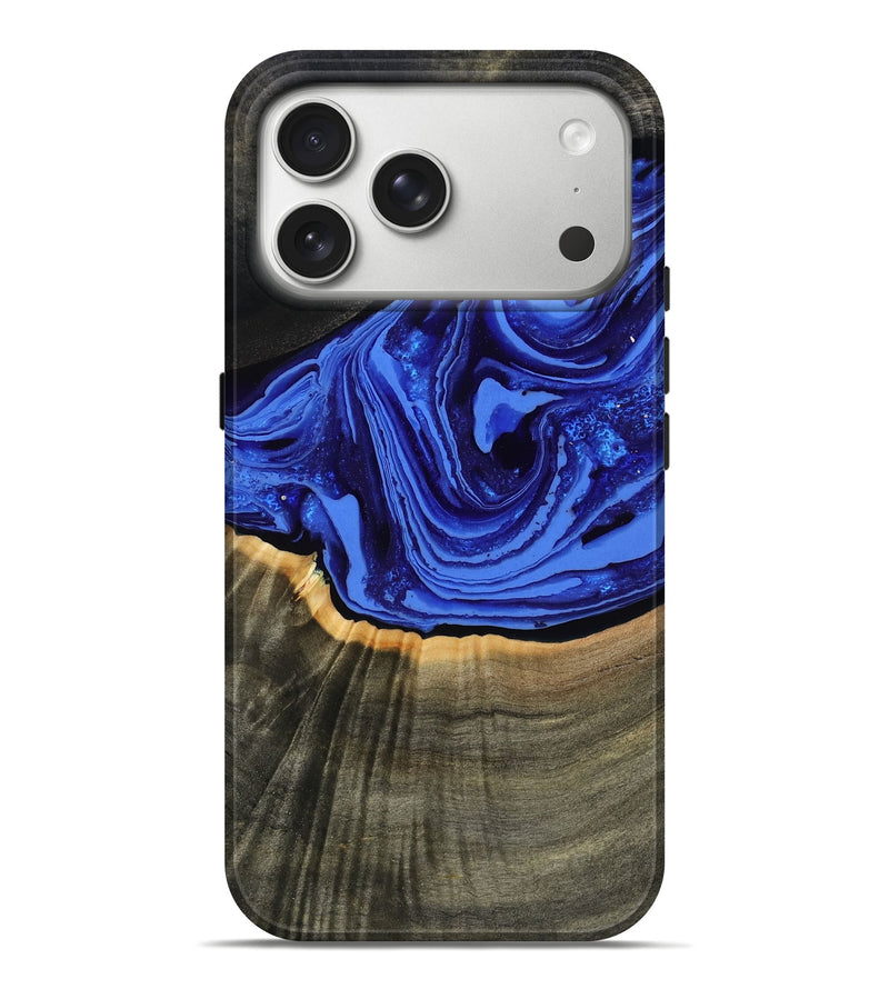 iPhone 17 Pro Max Wood Live Edge Phone Case - Eliseo (Blue, 802063)