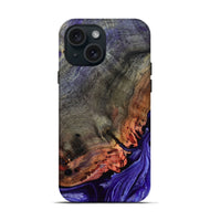 iPhone 15 Wood Live Edge Phone Case - Israel (Purple, 802064)