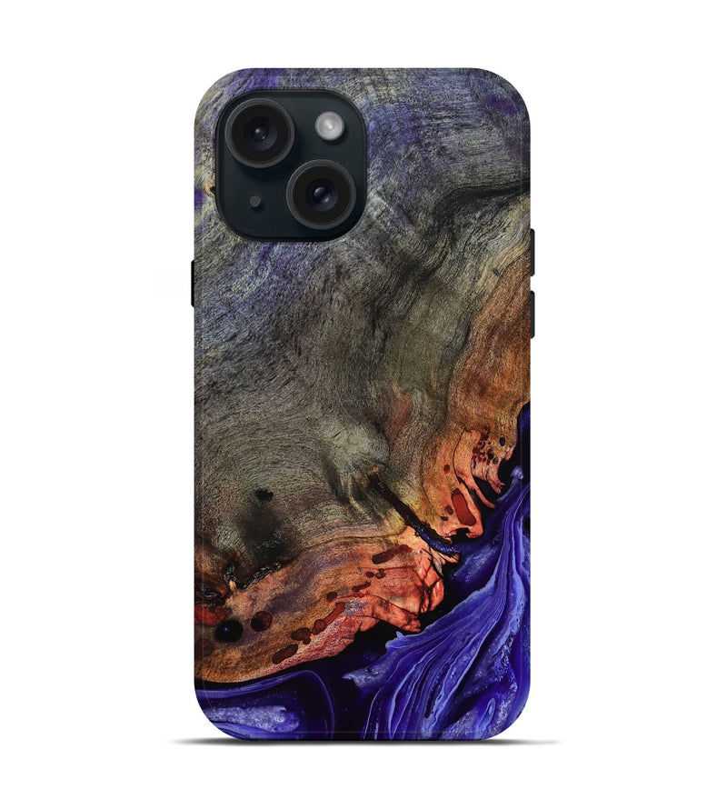 iPhone 15 Wood Live Edge Phone Case - Israel (Purple, 802064)