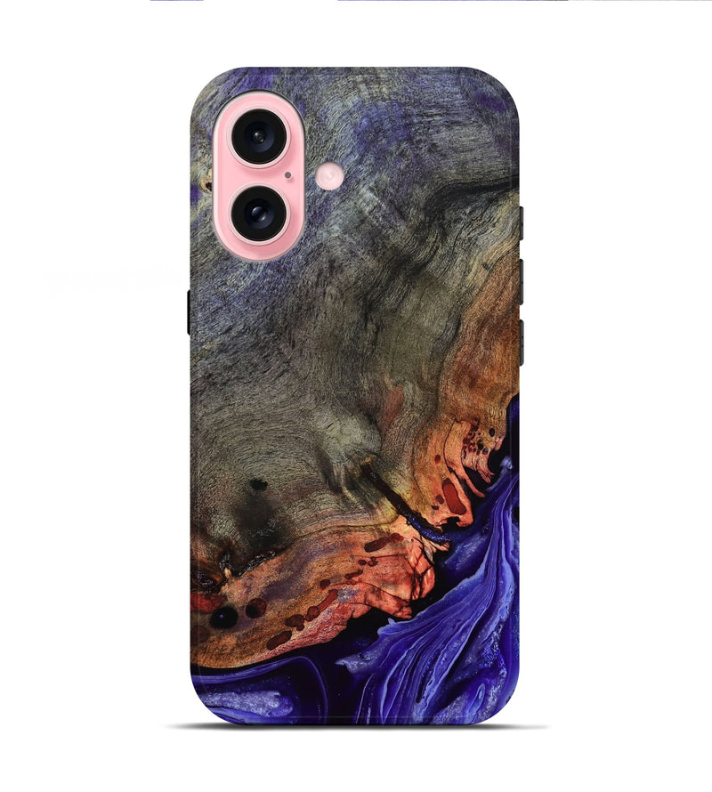 iPhone 16 Wood Live Edge Phone Case - Israel (Purple, 802064)