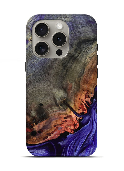 iPhone 16 Pro Wood Live Edge Phone Case - Israel (Purple, 802064)