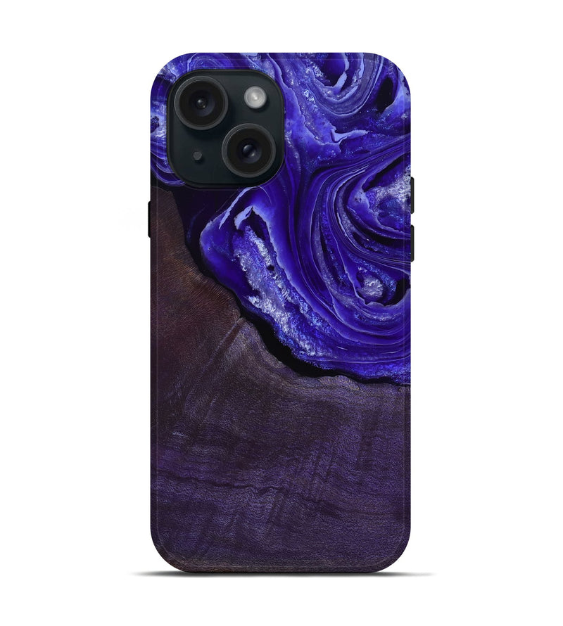 iPhone 15 Wood Live Edge Phone Case - Nevaeh (Purple, 802065)