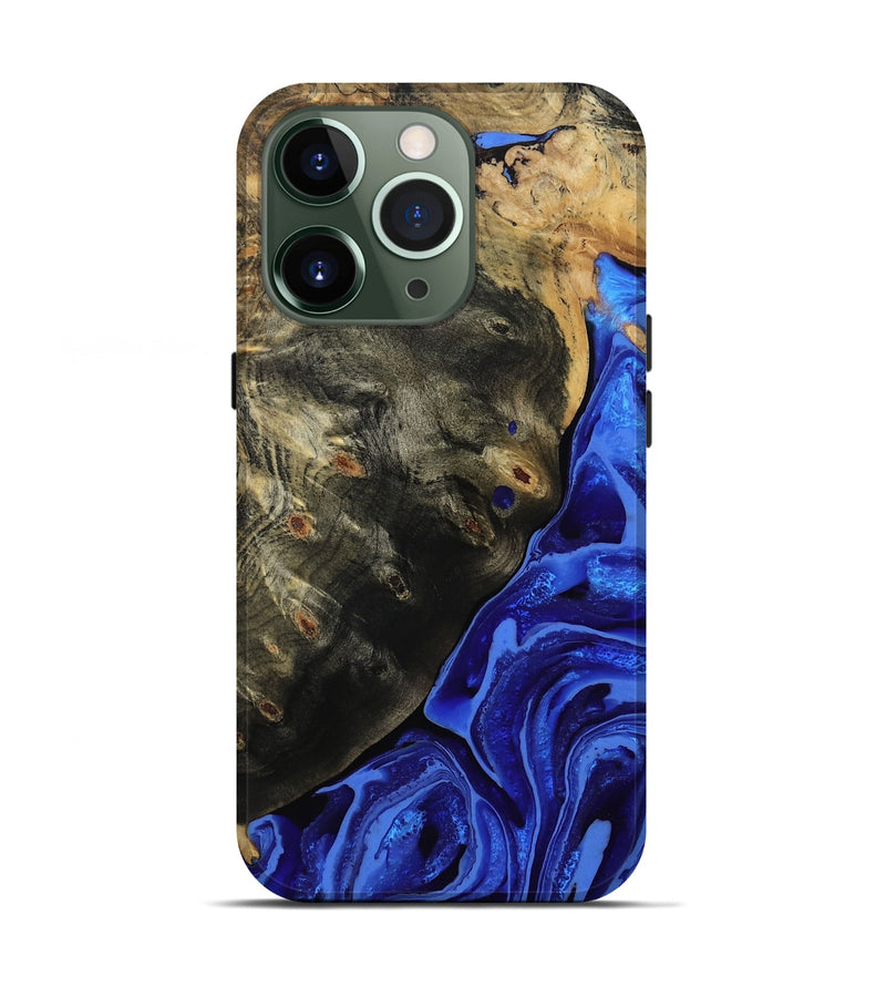 iPhone 13 Pro Wood Live Edge Phone Case - Melvin (Blue, 802068)