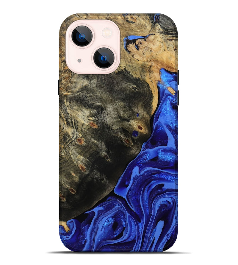 iPhone 14 Plus Wood Live Edge Phone Case - Melvin (Blue, 802068)