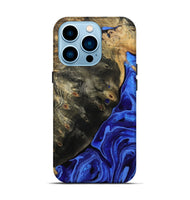 iPhone 14 Pro Wood Live Edge Phone Case - Melvin (Blue, 802068)