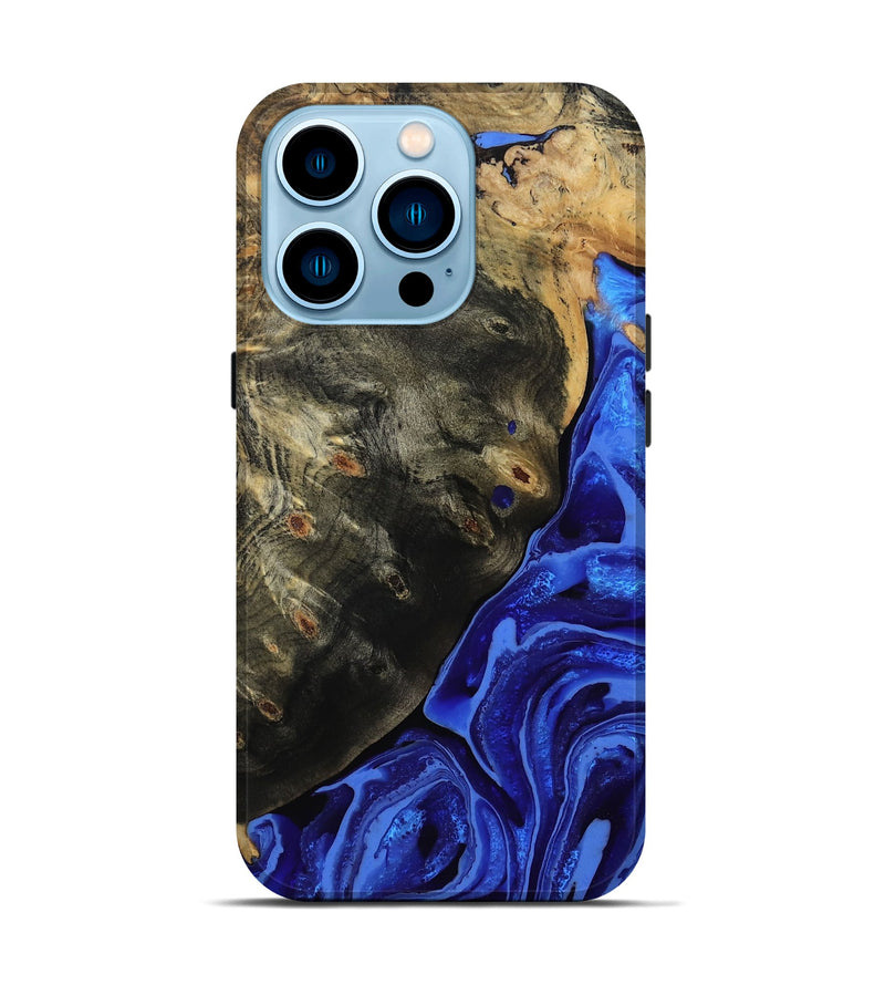 iPhone 14 Pro Wood Live Edge Phone Case - Melvin (Blue, 802068)