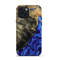 iPhone 15 Wood Live Edge Phone Case - Melvin (Blue, 802068)