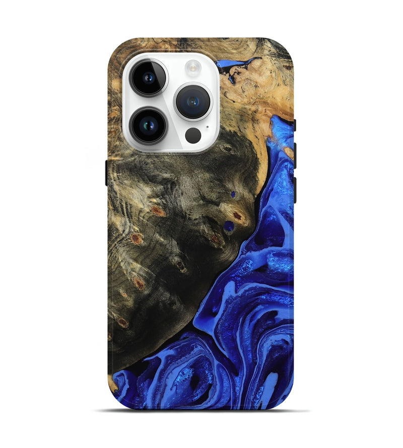 iPhone 15 Pro Wood Live Edge Phone Case - Melvin (Blue, 802068)