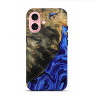 iPhone 16 Wood Live Edge Phone Case - Melvin (Blue, 802068)