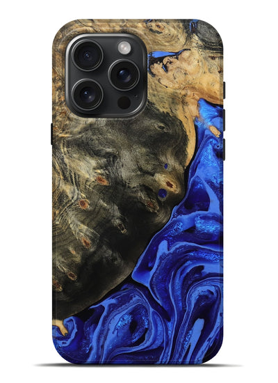 iPhone 16 Pro Max Wood Live Edge Phone Case - Melvin (Blue, 802068)