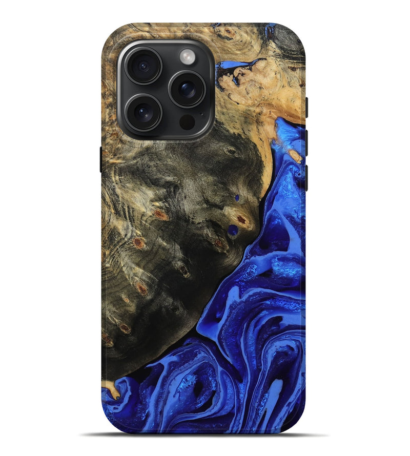 iPhone 16 Pro Max Wood Live Edge Phone Case - Melvin (Blue, 802068)