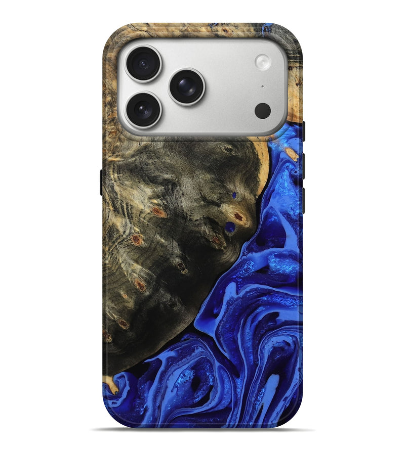 iPhone 17 Pro Max Wood Live Edge Phone Case - Melvin (Blue, 802068)