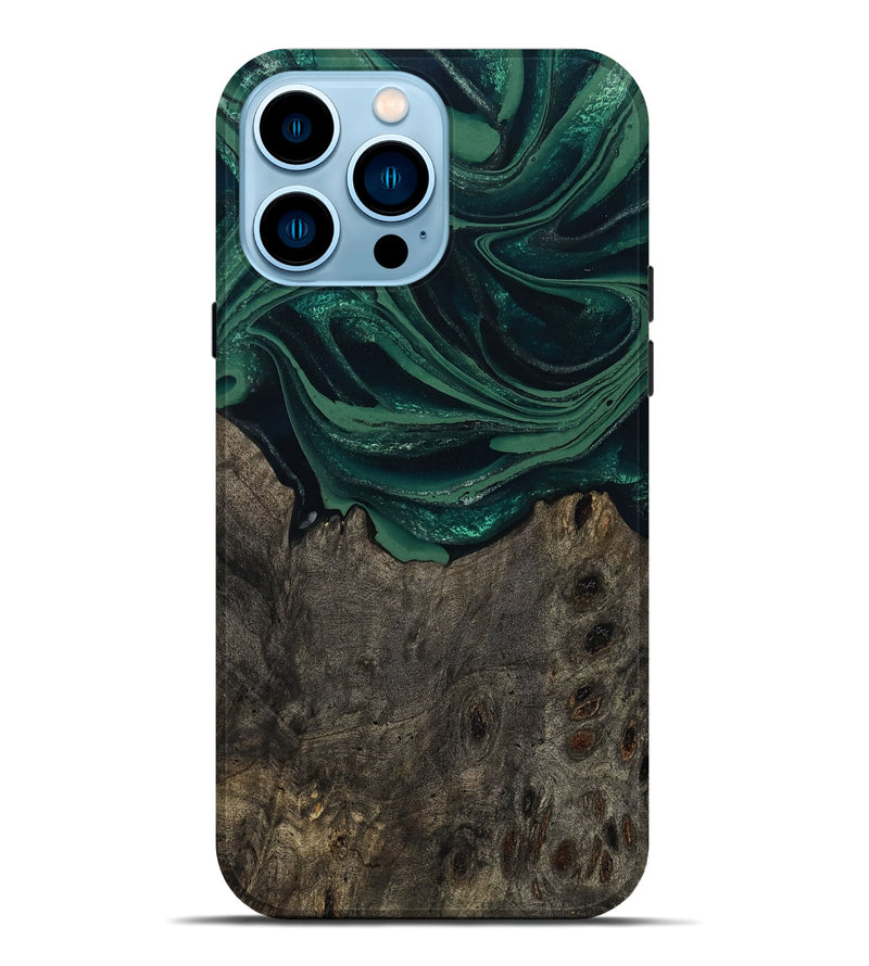 iPhone 14 Pro Max Wood Live Edge Phone Case - Josue (Green, 802069)