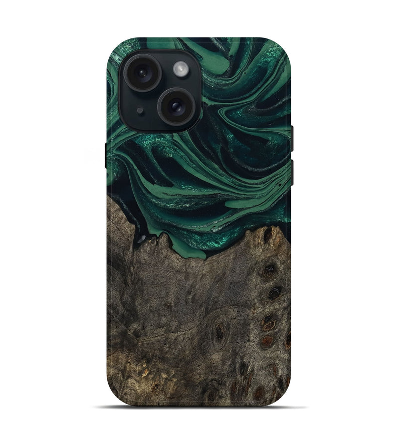 iPhone 15 Wood Live Edge Phone Case - Josue (Green, 802069)
