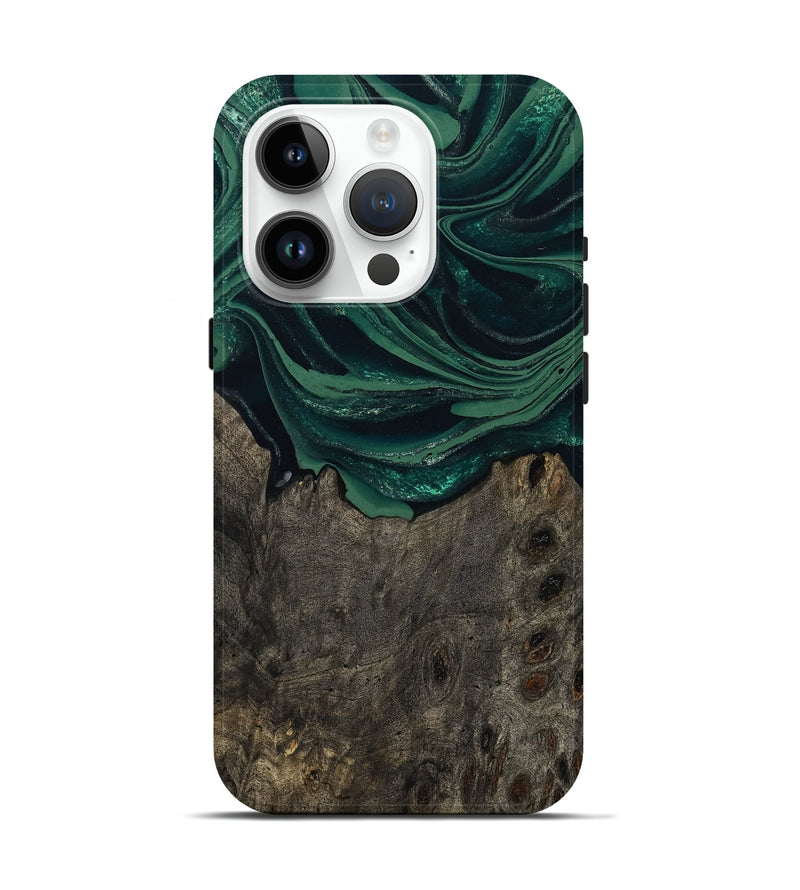 iPhone 15 Pro Wood Live Edge Phone Case - Josue (Green, 802069)